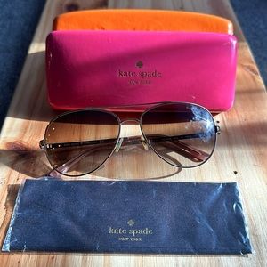 KATE SPADE Avalines Rose Gold / brown gradient Aviators (0AU2/Y6) with Case